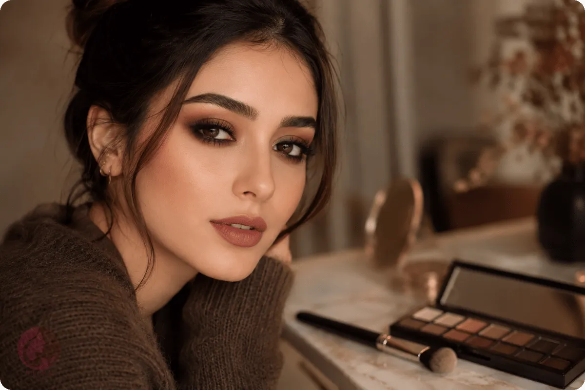 Fall 2026 Makeup Trends: Expert Guide to Lips, Eyes, and Skin 4 Soft brown smoky eye makeup with natural skin for Fall 2026