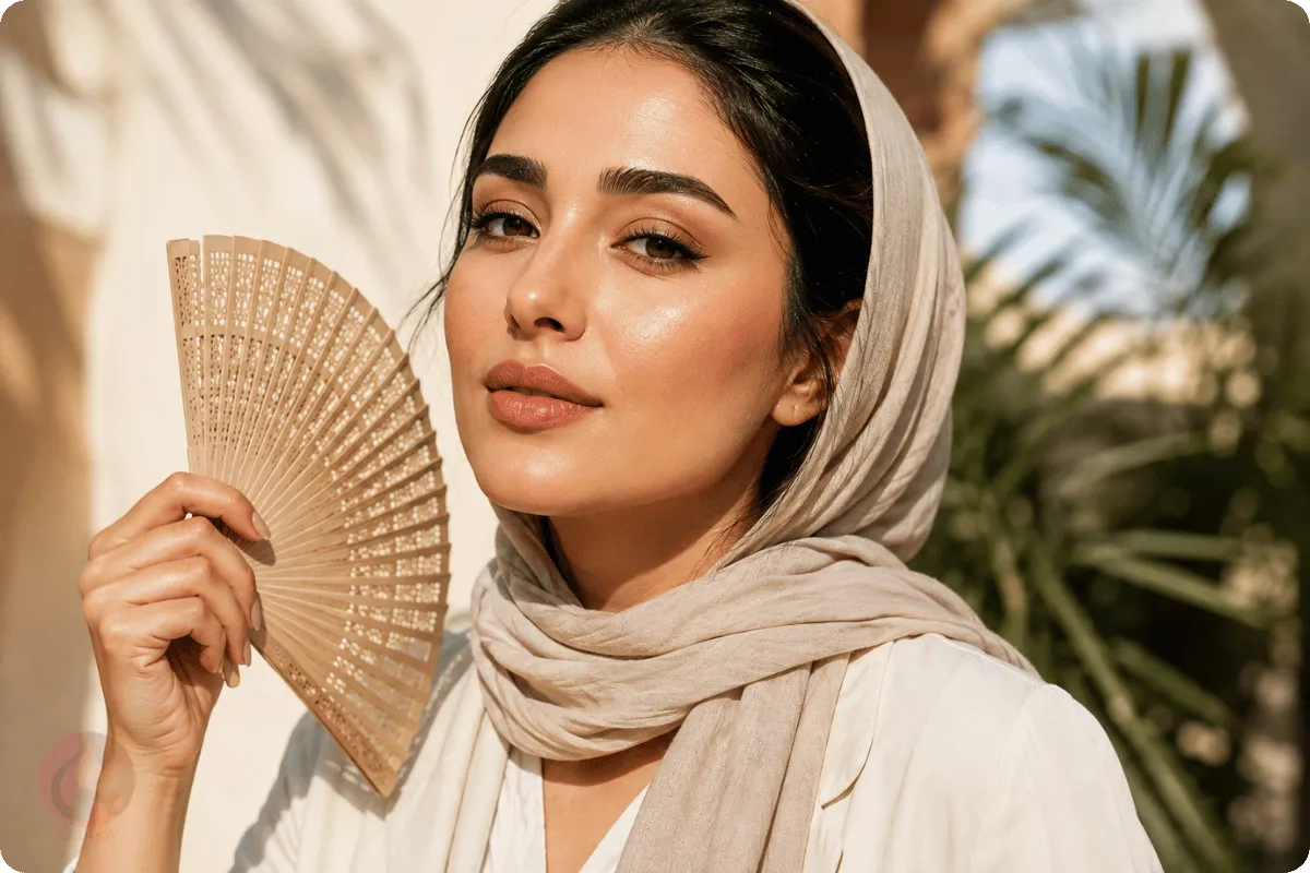 میکاپ ضدتعریق و طبیعی زن جوان در هوای گرم تابستان