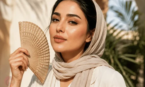 میکاپ ضدتعریق و طبیعی زن جوان در هوای گرم تابستان